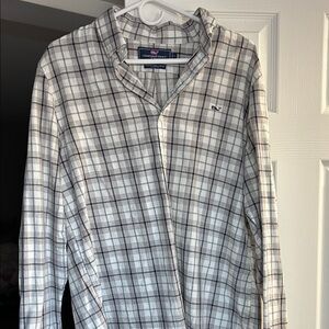 Vineyard Vines Gray Plaid Slim Fit Dress Shirt